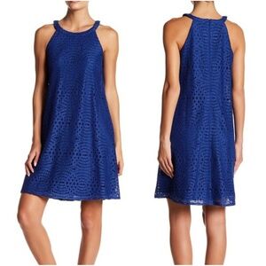 Eliza J. Royal Blue Eyelet A Line Dress 4